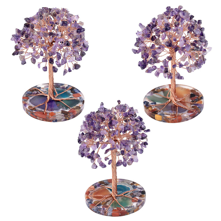 Árbol de Feng Shui de cristal curativo con base de ágata redonda de Olivenorma 