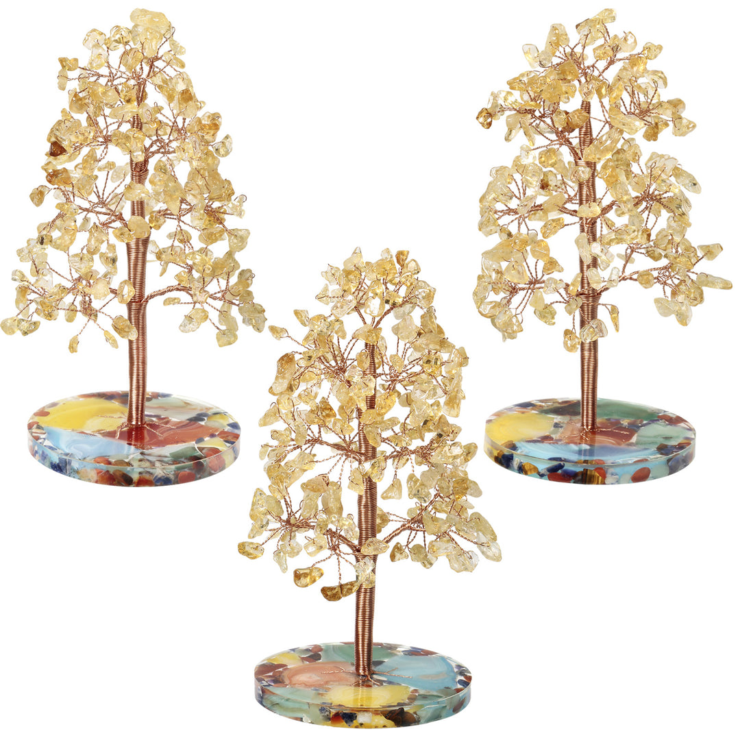 Árbol de Feng Shui de cristal curativo con base de ágata redonda de Olivenorma 