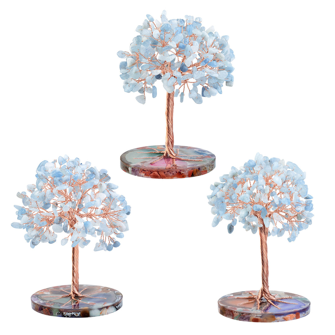 Árbol de Feng Shui de cristal curativo con base de ágata redonda de Olivenorma 