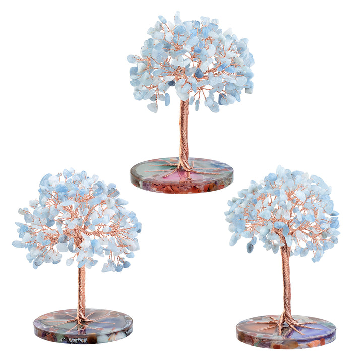 Árbol de Feng Shui de cristal curativo con base de ágata redonda de Olivenorma 