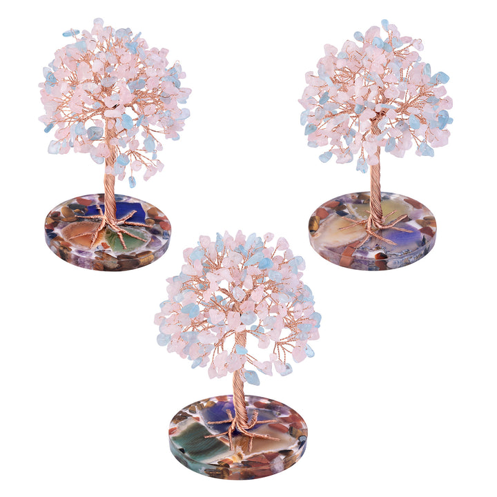 Árbol de Feng Shui de cristal curativo con base de ágata redonda de Olivenorma 