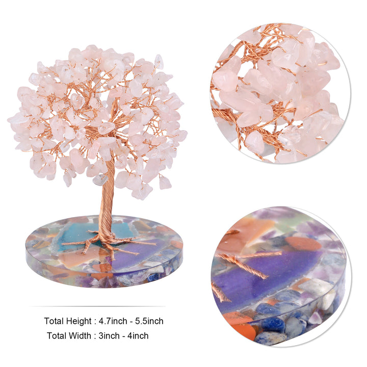 Árbol de Feng Shui de cristal curativo con base de ágata redonda de Olivenorma 