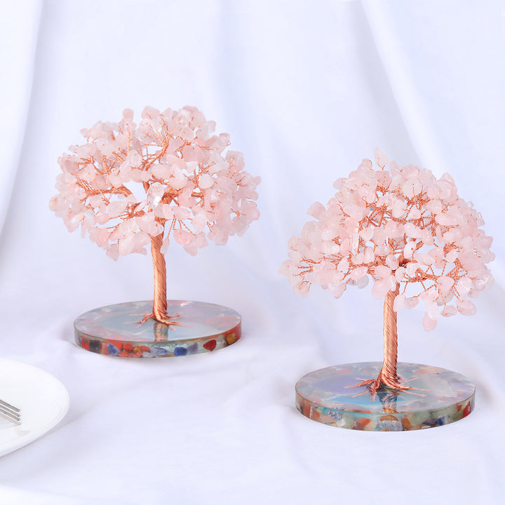 Árbol de Feng Shui de cristal curativo con base de ágata redonda de Olivenorma 