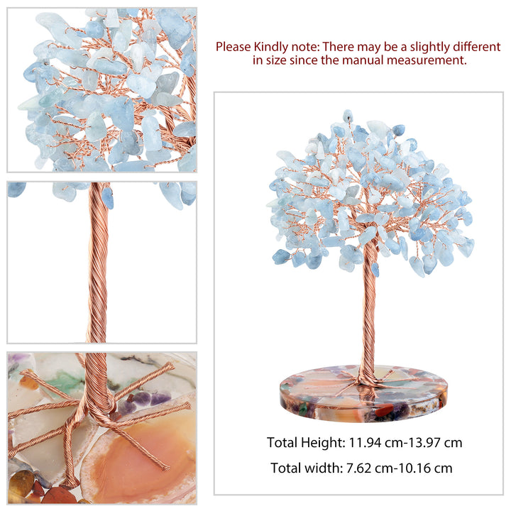 Árbol de Feng Shui de cristal curativo con base de ágata redonda de Olivenorma 