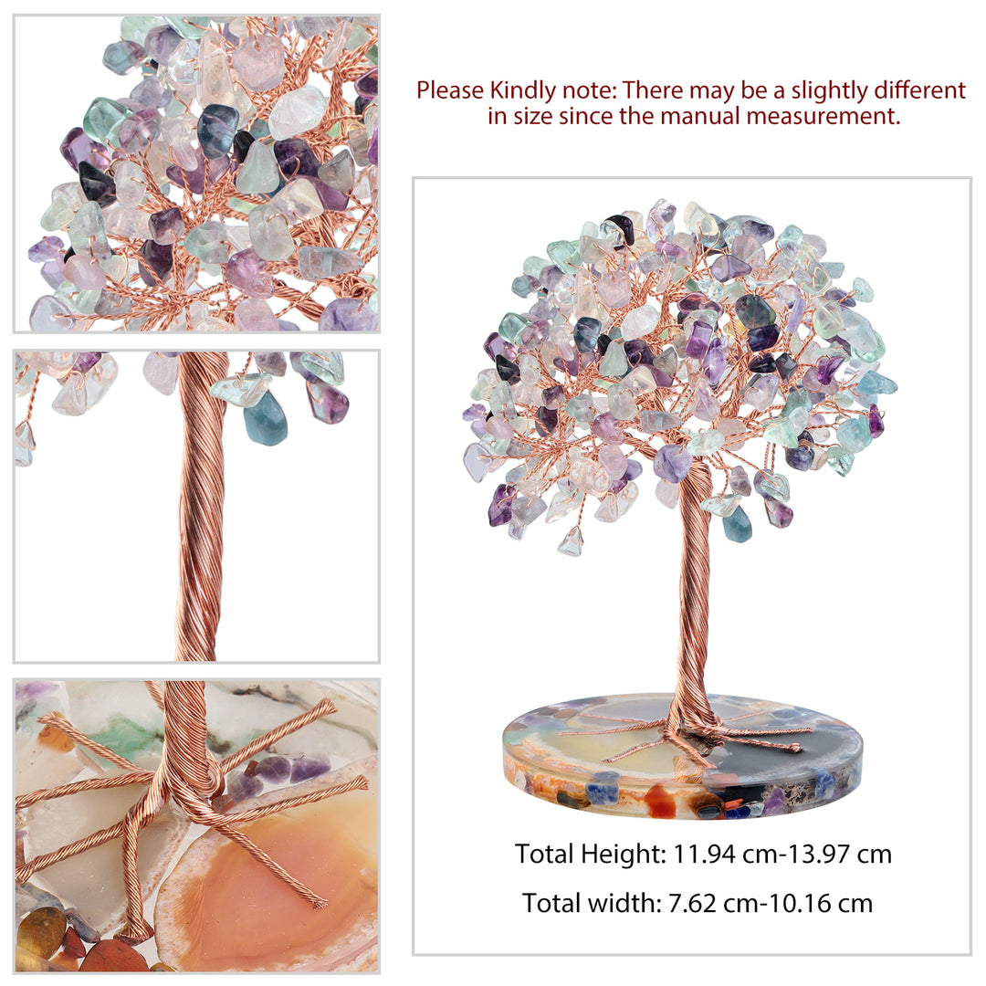 Árbol de Feng Shui de cristal curativo con base de ágata redonda de Olivenorma 