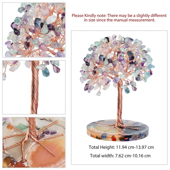 Árbol de Feng Shui de cristal curativo con base de ágata redonda de Olivenorma 