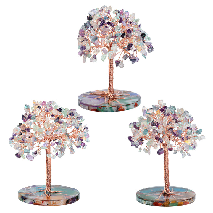Árbol de Feng Shui de cristal curativo con base de ágata redonda de Olivenorma 