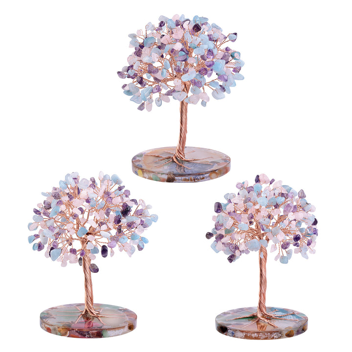 Árbol de Feng Shui de cristal curativo con base de ágata redonda de Olivenorma 