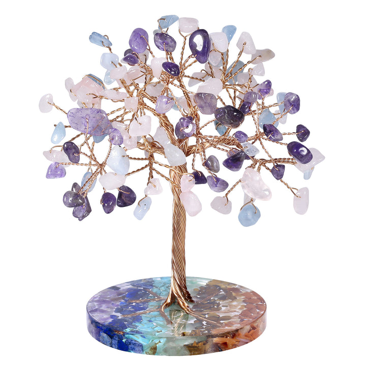 Árbol Feng Shui de base redonda con grava para chakras de Olivenorma 