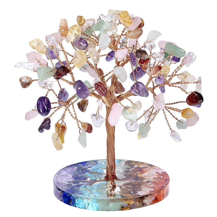 Árbol Feng Shui de base redonda con grava para chakras de Olivenorma 