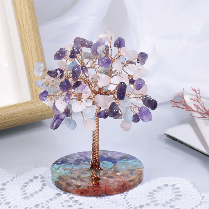 Árbol Feng Shui de base redonda con grava para chakras de Olivenorma 