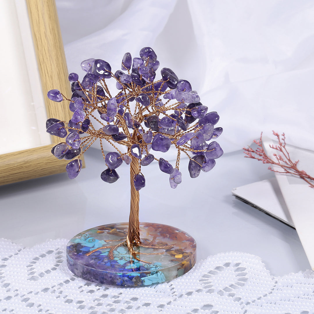 Árbol Feng Shui de base redonda con grava para chakras de Olivenorma 