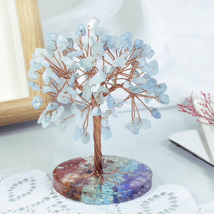 Árbol Feng Shui de base redonda con grava para chakras de Olivenorma 