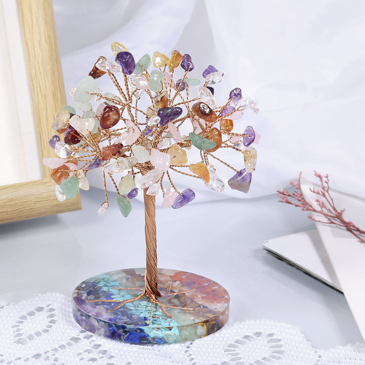 Árbol Feng Shui de base redonda con grava para chakras de Olivenorma 