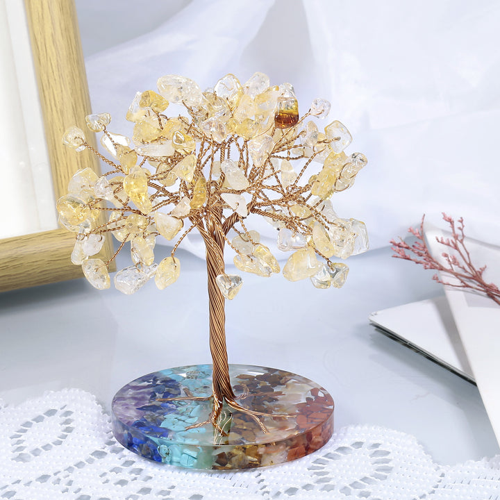 Árbol Feng Shui de base redonda con grava para chakras de Olivenorma 