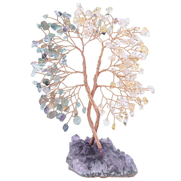 Árbol Feng Shui concéntrico con base de mina de amatista de Olivenorma 
