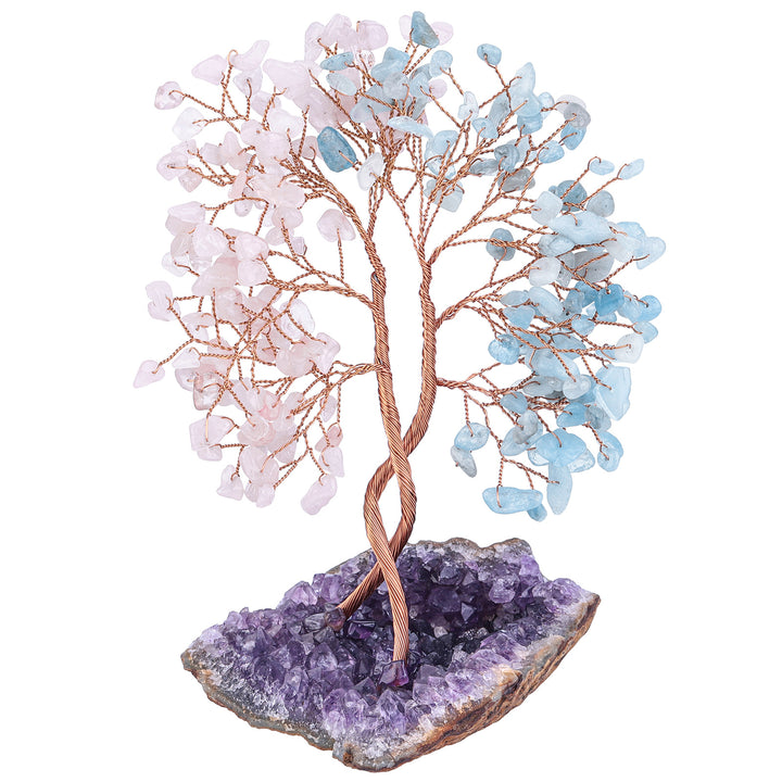 Árbol Feng Shui concéntrico con base de mina de amatista de Olivenorma 