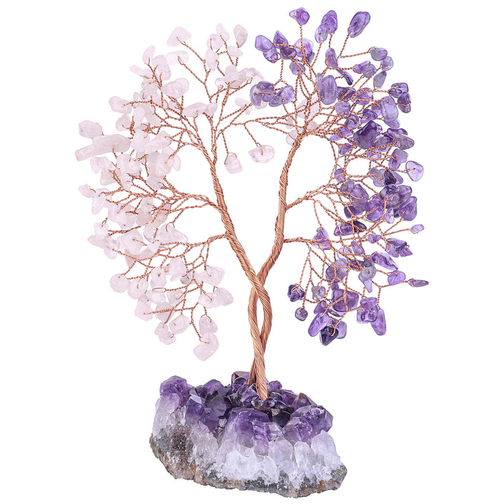 Árbol Feng Shui concéntrico con base de mina de amatista de Olivenorma 