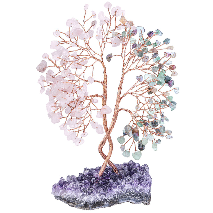 Árbol Feng Shui concéntrico con base de mina de amatista de Olivenorma 