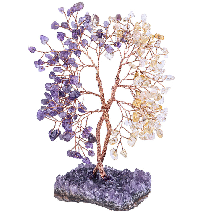 Árbol Feng Shui concéntrico con base de mina de amatista de Olivenorma 