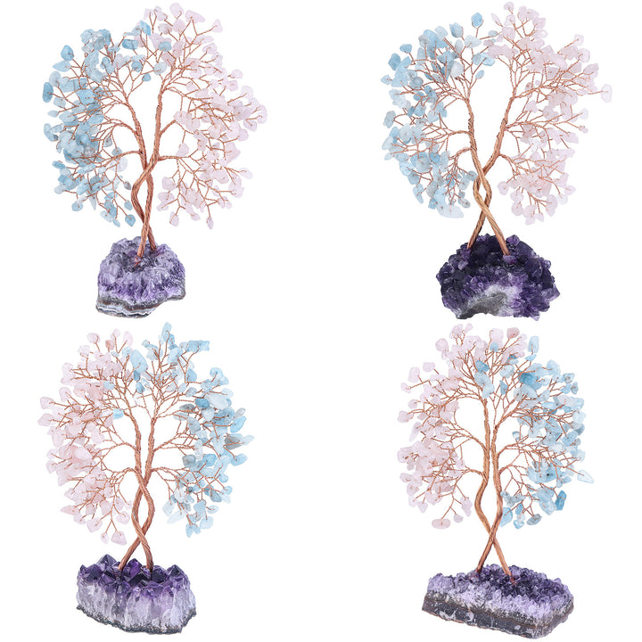 Árbol Feng Shui concéntrico con base de mina de amatista de Olivenorma 