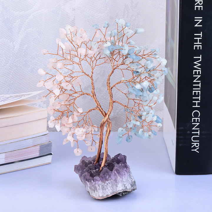 Árbol Feng Shui concéntrico con base de mina de amatista de Olivenorma 