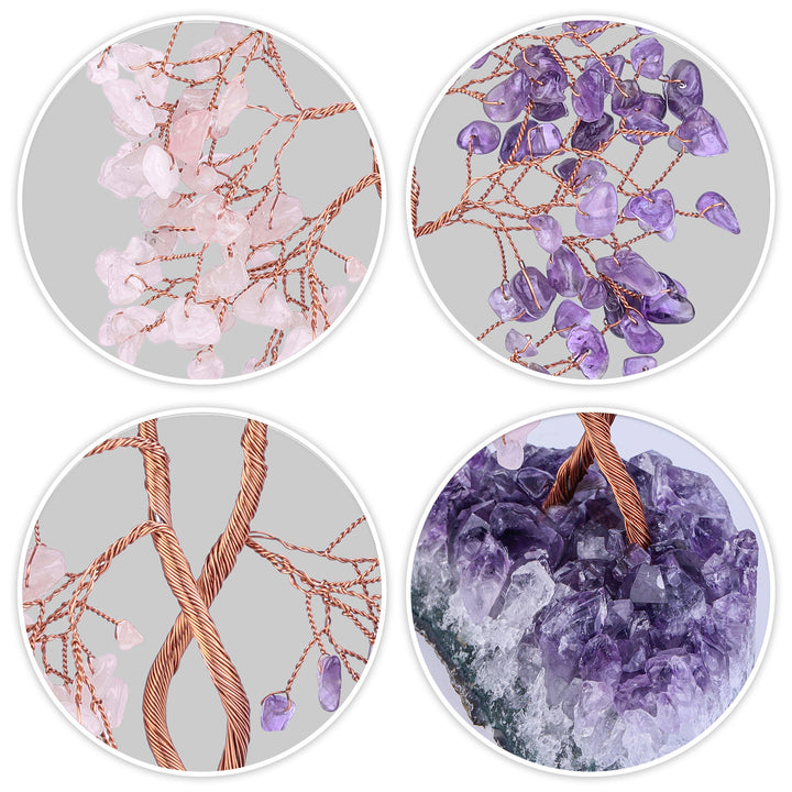 Árbol Feng Shui concéntrico con base de mina de amatista de Olivenorma 