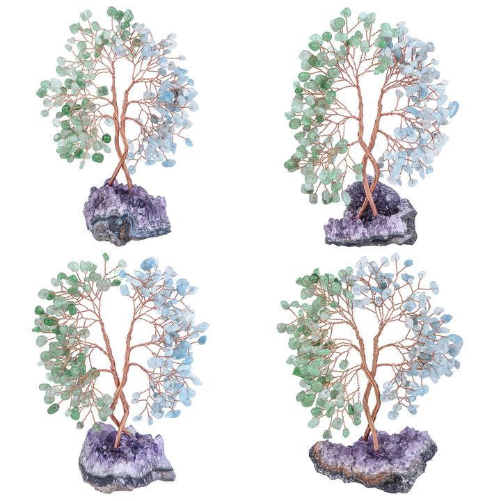 Árbol Feng Shui concéntrico con base de mina de amatista de Olivenorma 