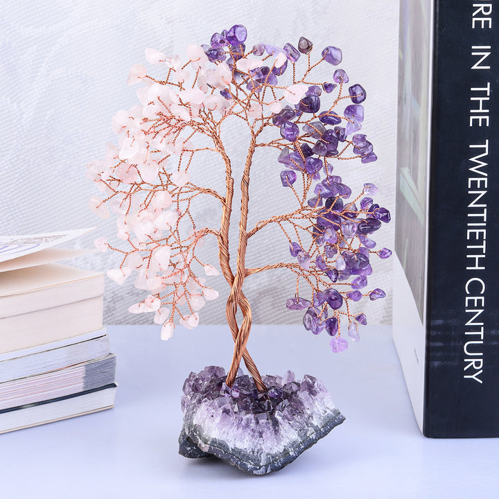 Árbol Feng Shui concéntrico con base de mina de amatista de Olivenorma 