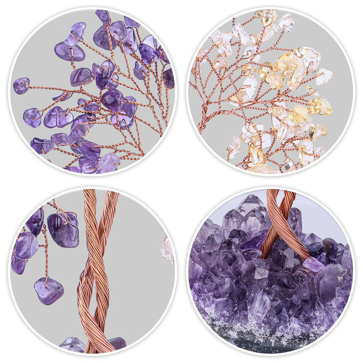 Árbol Feng Shui concéntrico con base de mina de amatista de Olivenorma 