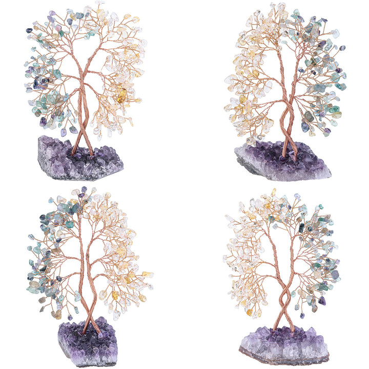 Árbol Feng Shui concéntrico con base de mina de amatista de Olivenorma 