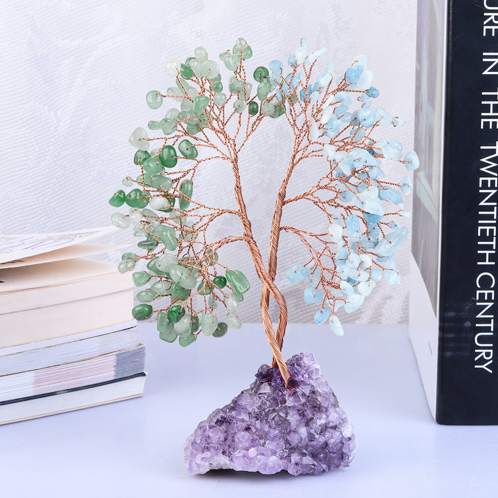 Árbol Feng Shui concéntrico con base de mina de amatista de Olivenorma 