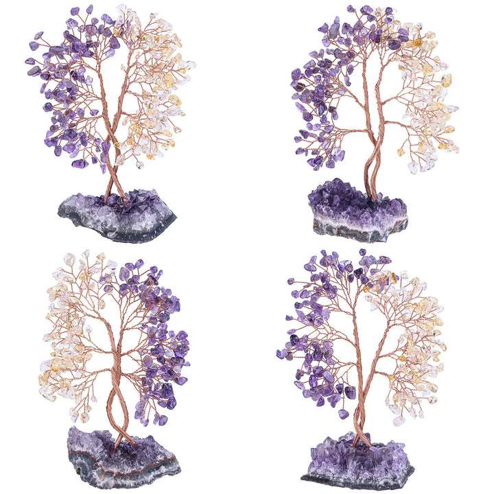 Árbol Feng Shui concéntrico con base de mina de amatista de Olivenorma 