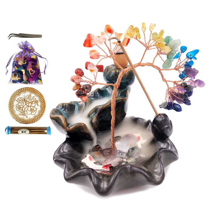 Quemador de incienso Olivenorma, árbol de Feng Shui para la curación de los chakras