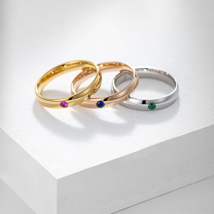 Anillo sencillo con piedra natal de Olivenorma Anillo grabado