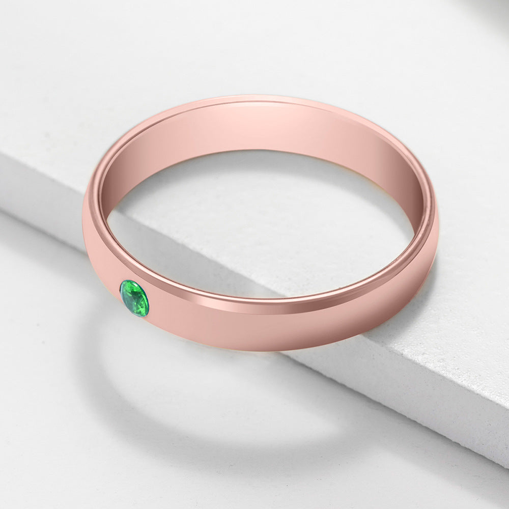 Anillo sencillo con piedra natal de Olivenorma Anillo grabado
