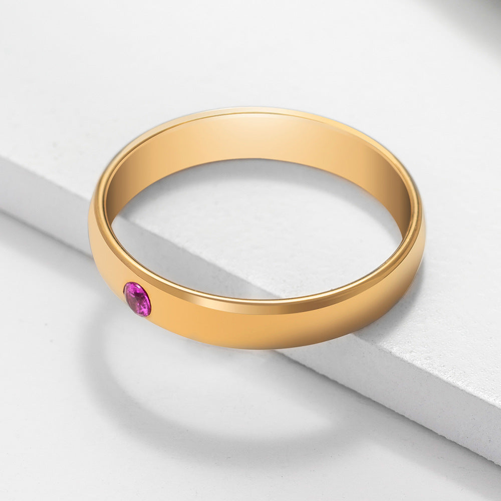 Anillo sencillo con piedra natal de Olivenorma Anillo grabado