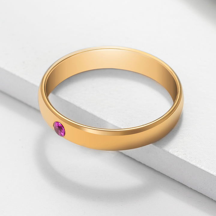 Anillo sencillo con piedra natal de Olivenorma Anillo grabado