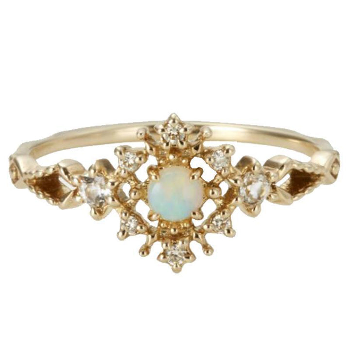 Anillo de lujo ligero con circonita blanca y ópalo incrustado de Olivenorma