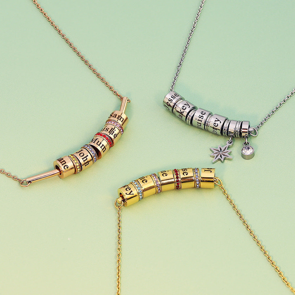 Collar con colgante de bola con piedra natal grabado de Olivenorma para clavícula