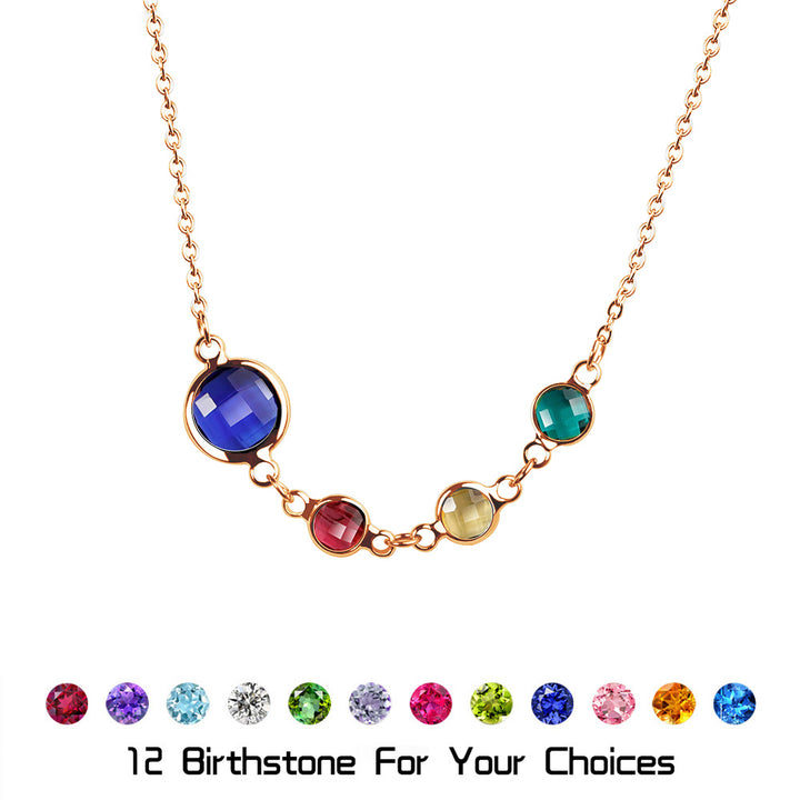 Collar con colgante de cuentas de circonita con piedra de nacimiento opcional de Olivenorma