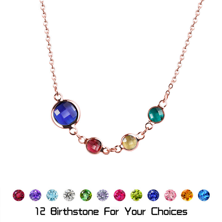 Collar con colgante de cuentas de circonita con piedra de nacimiento opcional de Olivenorma