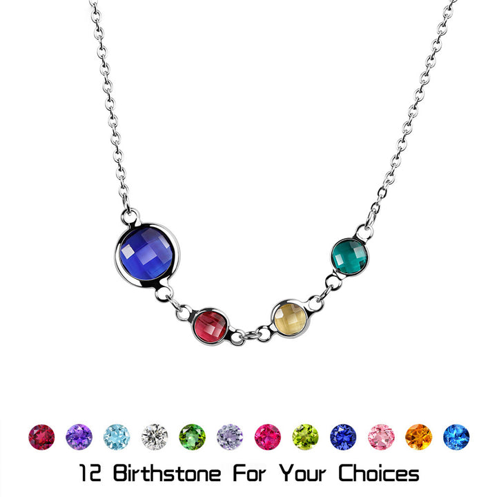 Collar con colgante de cuentas de circonita con piedra de nacimiento opcional de Olivenorma