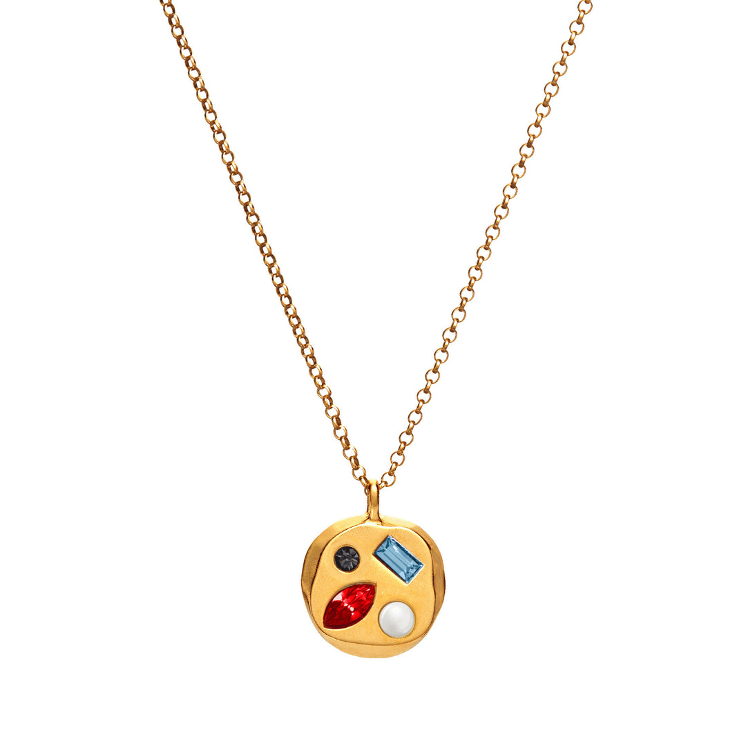 Collar con piedra natal de circonitas de colores de Olivenorma