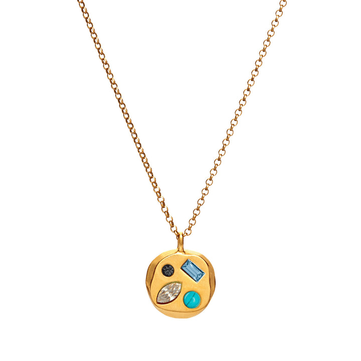 Collar con piedra natal de circonitas de colores de Olivenorma