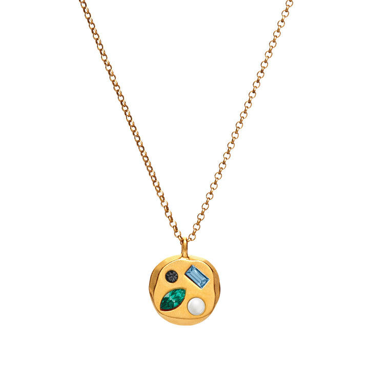 Collar con piedra natal de circonitas de colores de Olivenorma