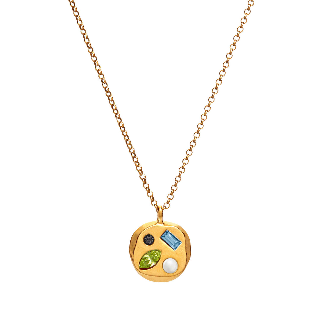 Collar con piedra natal de circonitas de colores de Olivenorma