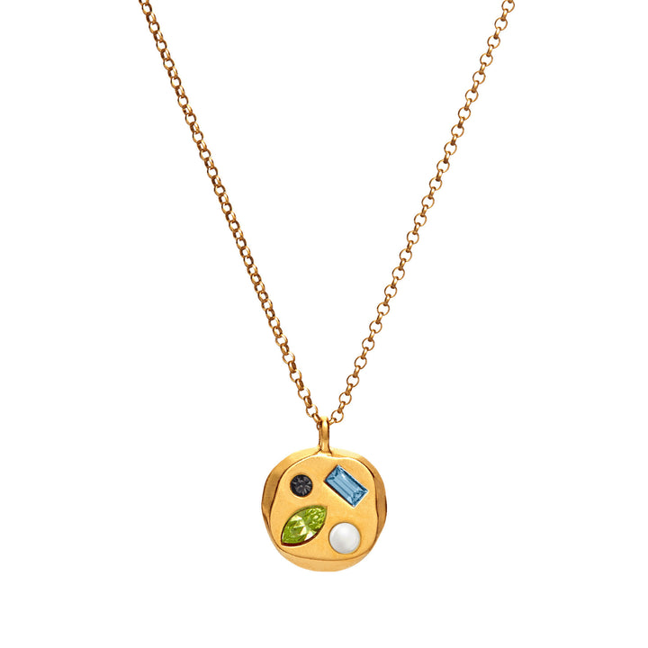 Collar con piedra natal de circonitas de colores de Olivenorma