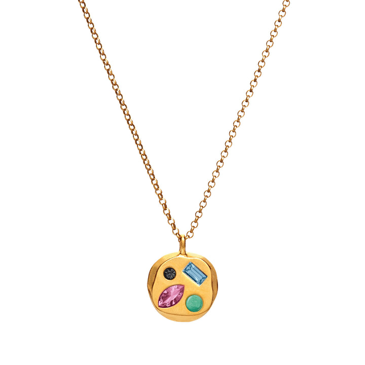 Collar con piedra natal de circonitas de colores de Olivenorma