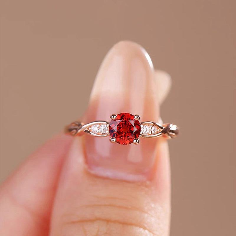 Anillo de granate de cuatro garras de Olivenorma Tianti Vine 